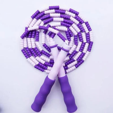 10 Pcs Purple Soft Beaded Jump Ropes, Tangle-Free Beaded Jump Rope - Adjustable Segmented Skipping Rope for Kids & Adults Fitness.