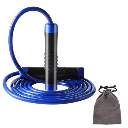 Blue Weighted Jump Rope for Workout Fitness - Thick 9mm Cable for Intense Fitness, Strength & Cardio Workout.