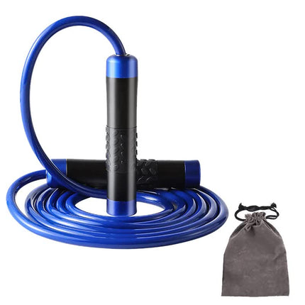 Blue Weighted Jump Rope for Workout Fitness - Thick 9mm Cable for Intense Fitness, Strength & Cardio Workout.