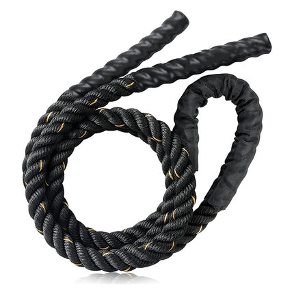 Black-gold Heavy Duty Battle Rope for Jumping (25mm) - Intense Full-Body Workout for Core Strength & Muscle Training.