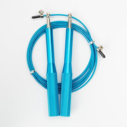 2PCS Blue Pro-Grade Speed Jump Rope with Knurled Aluminum Handles - Ball Bearing System for CrossFit, Boxing & Double Unders.