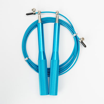 2PCS Blue Pro-Grade Speed Jump Rope with Knurled Aluminum Handles - Ball Bearing System for CrossFit, Boxing & Double Unders.
