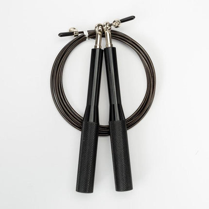 2PCS Black Pro-Grade Speed Jump Rope with Knurled Aluminum Handles - Ball Bearing System for CrossFit, Boxing & Double Unders.