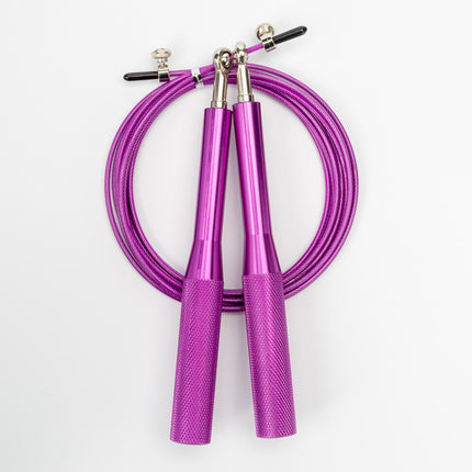 2PCS Purple Pro-Grade Speed Jump Rope with Knurled Aluminum Handles - Ball Bearing System for CrossFit, Boxing & Double Unders.
