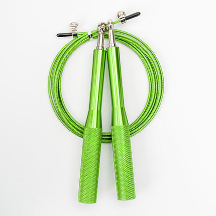 2PCS Green Pro-Grade Speed Jump Rope with Knurled Aluminum Handles - Ball Bearing System for CrossFit, Boxing & Double Unders.
