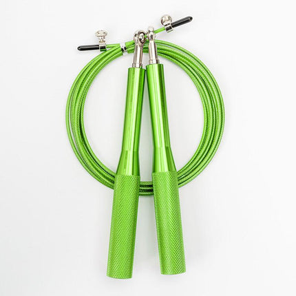 2PCS Green Pro-Grade Speed Jump Rope with Knurled Aluminum Handles - Ball Bearing System for CrossFit, Boxing & Double Unders.