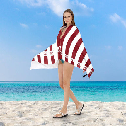 Red Extra Large Double-Sided Microfiber Beach Towel - Quick-Dry & Sand-Free with Snap Buckle (80 x 160cm).