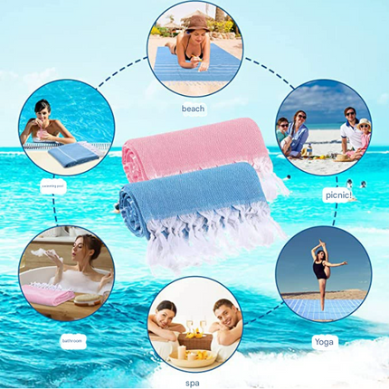 Yellow Chic Striped 100% Cotton Beach Towel with Tassels - Extra Large & Absorbent (180x90cm).