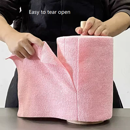 Grey 4-Roll Pack, 80 Sheets Reusable Tear-Off Microfiber Cleaning Cloths - Non-Stick Oil & Absorbent Kitchen Wipes.