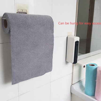 Grey 4-Roll Pack, 80 Sheets Reusable Tear-Off Microfiber Cleaning Cloths - Non-Stick Oil & Absorbent Kitchen Wipes.