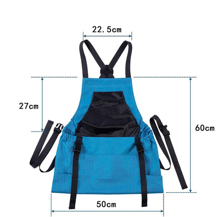 BLue Heavy-Duty Garden Harvesting Apron - Waterproof Fruit Picking Bag with Large Pouch.
