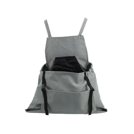Grey Heavy-Duty Garden Harvesting Apron - Waterproof Fruit Picking Bag with Large Pouch.