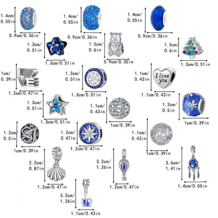 Christmas Advent Calendar DIY Charm Bracelet Kit - 24 Days of Surprise Jewelry (Blue Starry Night Theme).