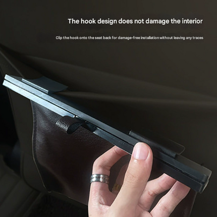 Premium PU Leather Foldable Car Trash Bin - Large Capacity Waterproof Hanging Organizer for Back Seat.