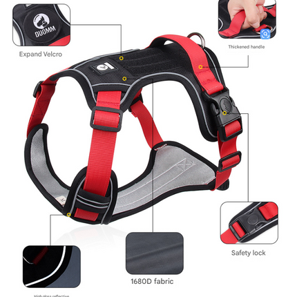 Blue S Adjustable No-Pull Dog Harness and Leash Set - Reflective & Padded Vest for Medium to Large Dogs.