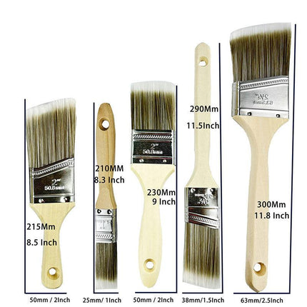Professional 5-Piece Paint Brush Set - Includes Angled & Flat Brushes for a Perfect Finish on Walls & Trim.