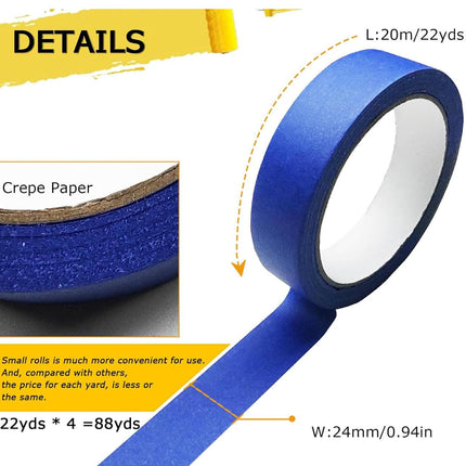 (10-Pack) Professional Blue Painter's Tape  - 14-Day Clean Removal, UV Resistant for Crisp Paint Lines.