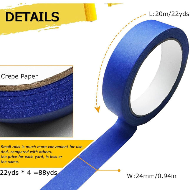 (10-Pack) Professional Blue Painter's Tape  - 14-Day Clean Removal, UV Resistant for Crisp Paint Lines.