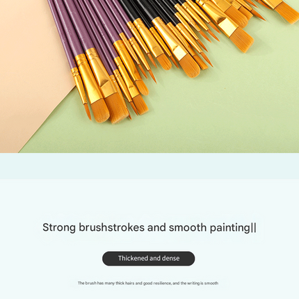 Black Versatile 10-Piece Artist Paint Brush Set (10 Sets Included) - for Acrylic, Oil, Watercolor & Gouache Painting.