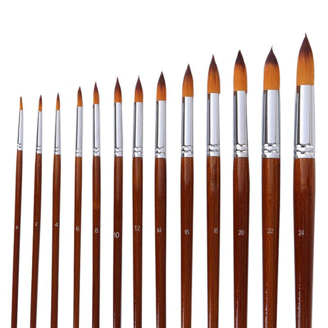 Professional 13-Piece Artist Brush Set - Flat & Filbert Nylon Bristles for Acrylic, Oil & Watercolor.