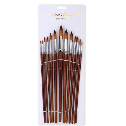 Professional 13-Piece Artist Brush Set - Flat & Filbert Nylon Bristles for Acrylic, Oil & Watercolor.