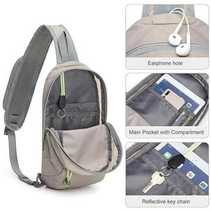 Grey Lightweight Crossbody Sling Bag - Versatile Chest Daypack for Hiking, Travel & Daily Use.