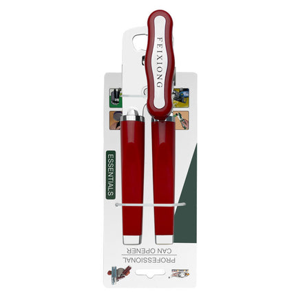 Red (2-Pack) Heavy-Duty Manual Can Opener - Ergonomic 3-in-1 Tool with Stainless Steel Cutter & Bottle Opener.