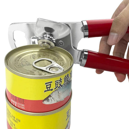 Red (2-Pack) Heavy-Duty Manual Can Opener - Ergonomic 3-in-1 Tool with Stainless Steel Cutter & Bottle Opener.
