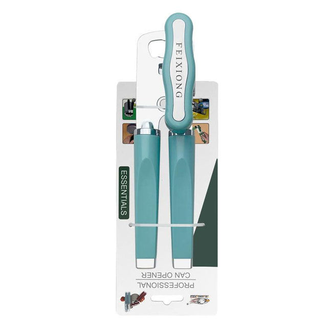 Blue (2-Pack) Heavy-Duty Manual Can Opener - Ergonomic 3-in-1 Tool with Stainless Steel Cutter & Bottle Opener.