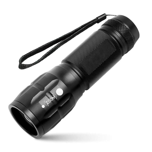 Compact Tactical LED Flashlight - Super Bright 160LM with Adjustable Zoom & Anti-Slip Grip.