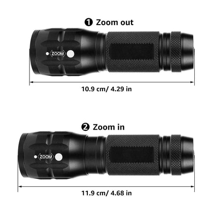Compact Tactical LED Flashlight - Super Bright 160LM with Adjustable Zoom & Anti-Slip Grip.