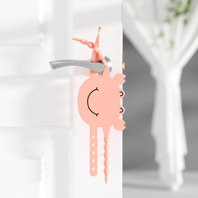 Pink (6-Pack) Cute Crab Door Slam Stopper Set- Silicone Anti-Pinch & Quiet Latch Guard.