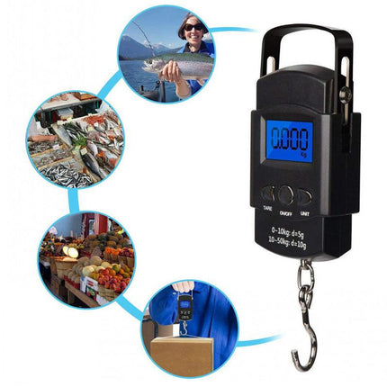 Heavy-Duty Digital Hanging Scale (2-Pack) - 50kg Portable Luggage & Fishing Scale with Backlit LCD.