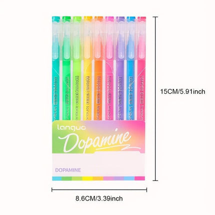 Lip Stick Red 9PCS/Set Languo Dopamine Gel Pen Set - Vibrant Multi-Color Writing Instruments for Creativity.