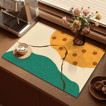 2-Piece Mountain Pattern Dopamine Drain Mat Set - 30x40cm Coffee Machine Mat, Bar Mat, Heat Resistant Kitchen Countertop Absorbent Mat.