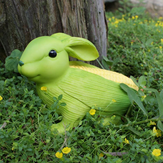 Outdoor Garden Decoration Ornament - Courtyard Balcony Resin Corn Rabbit Figurine, American Countryside Garden Landscape.