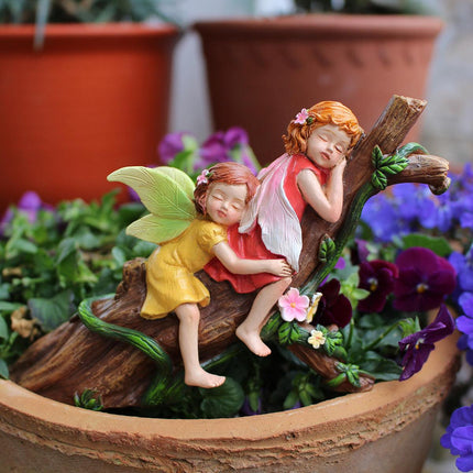 Garden Flower Fairy Resin Craft Ornament - Angel Decoration Micro Landscape.