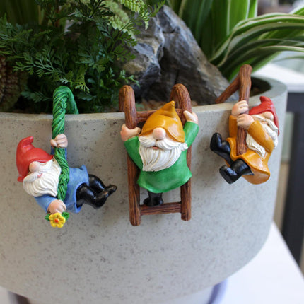 Resin Dwarf Garden Ornaments - Pastoral Succulent Planter & Hanging Pot Decorations.