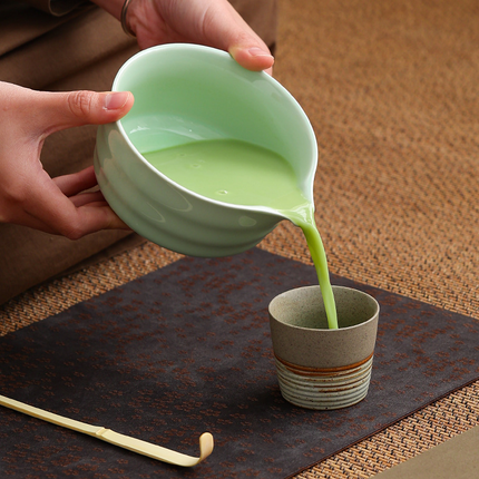 5-Piece Ceramic Matcha Tool Set - Spouted Bowl, Whisk, Holder, Sifter & Scoop for Japanese Matcha Tea Ceremony.