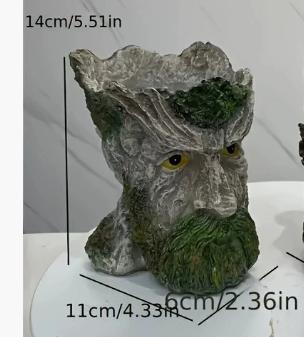 Bearded Old Man Resin Tree Stump Old Man Head Planter - Home & Garden Decor, Outdoor Pot Ornament.