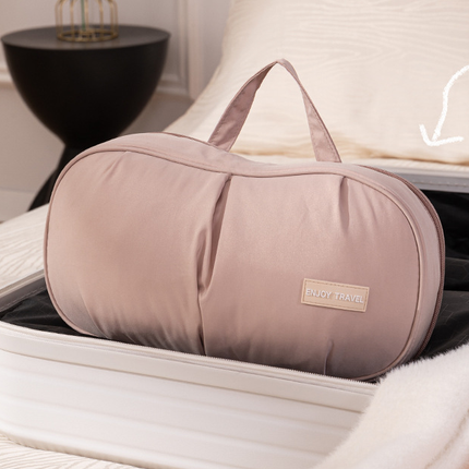 Pink Portable Underwear Travel Organizer Bag - Bra & Lingerie Storage, Anti-Deformation Case for Business Trips.