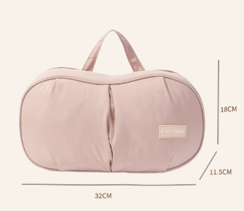 Beige Portable Underwear Travel Organizer Bag - Bra & Lingerie Storage, Anti-Deformation Case for Business Trips.