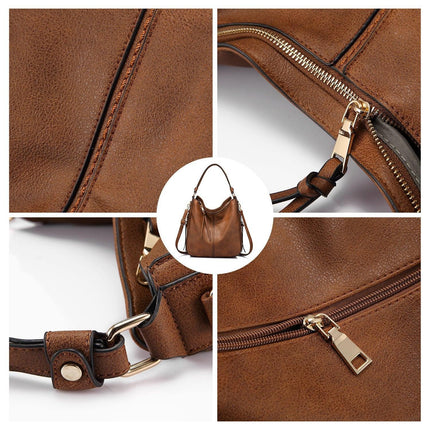 Brown Fashion Large Capacity Handbag - European & American Casual Crossbody Bag, Solid Color Zipper Women's Shoulder Bag.