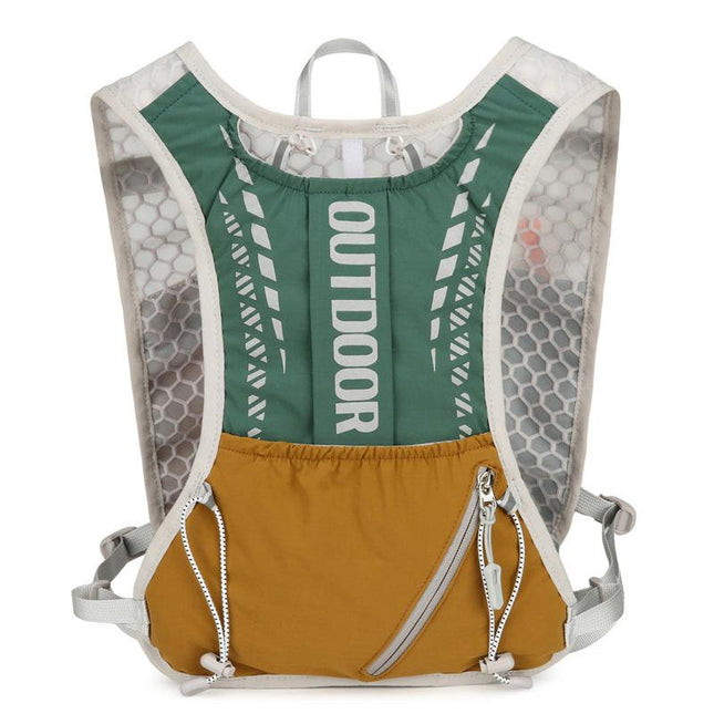 Green 5L Breathable Hydration Vest Pack - Sweat-Wicking Running Bag, Cross-border Cycling Backpack, Marathon Trail Travel Nylon Hiking Pack.