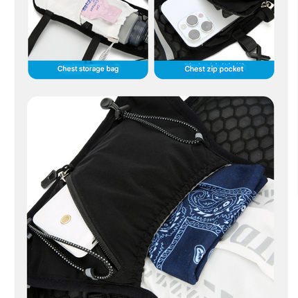Black 5L Breathable Hydration Vest Pack - Sweat-Wicking Running Bag, Cross-border Cycling Backpack, Marathon Trail Travel Nylon Hiking Pack.