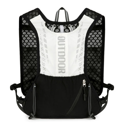 Black-white 5L Breathable Hydration Vest Pack - Sweat-Wicking Running Bag, Cross-border Cycling Backpack, Marathon Trail Travel Nylon Hiking Pack.