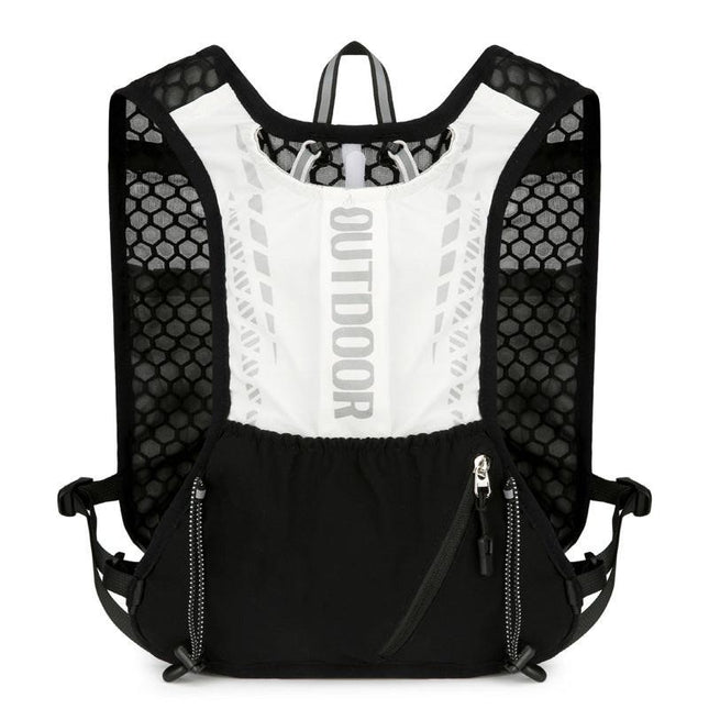 Black-white 5L Breathable Hydration Vest Pack - Sweat-Wicking Running Bag, Cross-border Cycling Backpack, Marathon Trail Travel Nylon Hiking Pack.