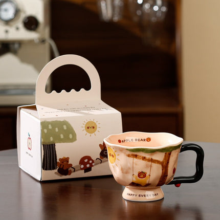 370ML Creative Artistic Ceramic Mug - Unique Water Cup with Hand-Painted Design.