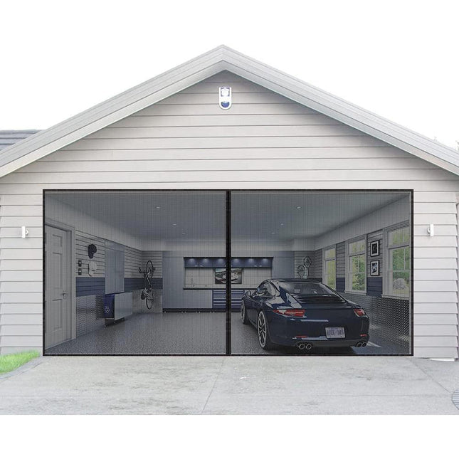 No-Drill Magnetic Garage Door Screen - Polyester Mosquito Net Curtain, Cross-border Home Summer Velcro Garage Door Mesh (244x214cm).
