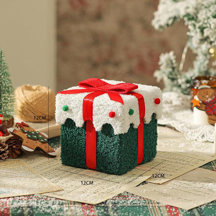 Green White Butterfly Knot Style Premium 2-Piece Christmas Apple Gift Box Set - High-End Thick Flannel Festive Candy & Present Boxes.